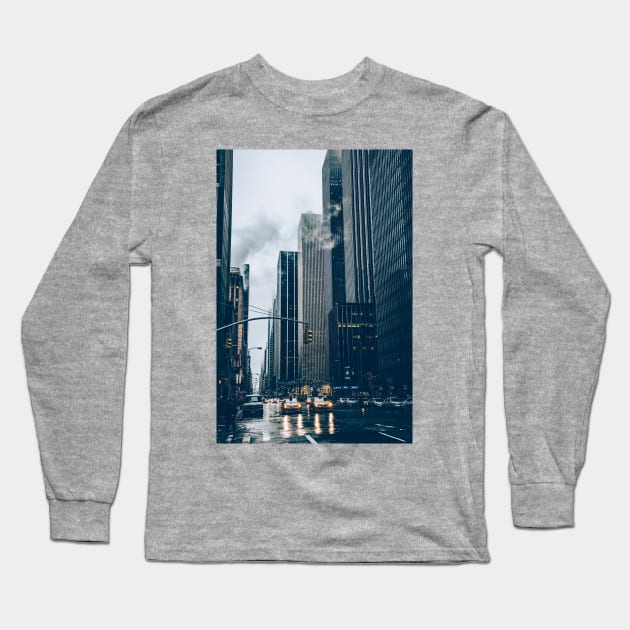 New York City Street Long Sleeve T-Shirt by Adatude